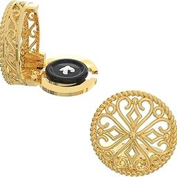 – Snap-on Shirt Button Cover Cufflinks Set for Men - Gold colour Plated Jali Style-12