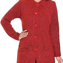 Women Ladies Girls Winter Wear Woolen Open Front Buttoned Collar Neck Stylish Party Winter Wear Coat Cardigan Sweater-6