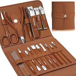 Fayby Manicure Set Professional Nail Clippers Pedicure Kit | 16 pcs Stainless Steel Nail Care Tools Grooming Kit with Travel Leather Case for Thick Nails Men Women Gift (Multicolor)-image-54