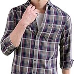 Men's Cotton Regular Fit Checkered Full Sleeves Cutaway Collar Casual Shirt-image-34