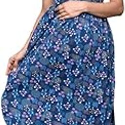 Organic Cotton Bamboo Feeding Kurtis for Women - Vertical Zipper Front Open Nighty - Soft, A-Line Pregnancy Dresses-35