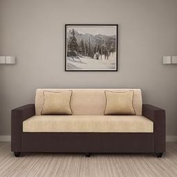 Furniture 3-Person Sofa Fabric Sofa Set For Living Room Furniture|Fabric 3 Seater Sofa Set|Sofa For Home & Office|Fabric Color:- Brown & Cream-image-18
