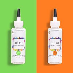 Tie dye Bottle Combo, Dye Activator - Color Fixative Included, (Combo 11 : Parrot Green - Orange)-image-108
