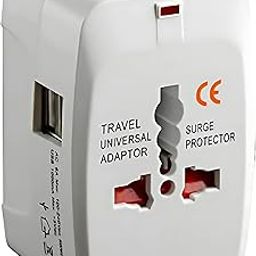 Universal Travel Adapter with Surge Protection, 2 USB Ports, International Power Socket, White-picture-10