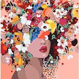 Retailio 5D Diamond Painting by Number Kits Full Drill Rhinestone Embroidery Cross Stitch Pictures Arts Craft for Home Wall Decor,Flower Girl-11.8x15.8In-image-63