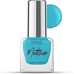 RENEE Mattitude Nail Paint- Azure Blu 10ml | Quick Drying, Matte Finish, Long Lasting, Chip resisting Formula with High coverage | Acetone & Paraben Free-55