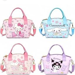 Cutest Newest SANRIO KUROMI AND FRIENDS Sling Bag PU Leatherite Wallet Card Shoulder Bag Hand Bag Girls Women Coin Purse Bag (01 Pc.) Mix DESIGN-48