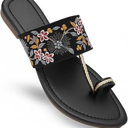 GLAM SOLES Women’s Stylish Ethnic Flat Slippers | Soft Cushioned Sole | Anti-Slip Casual Kolapuri Chappal | Lightweight Comfortable Sandal for Girls & Ladies-image-44