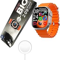 Unisex Smart Watch 2.09" (49mm), HD Display, Bluetooth Calling Smartwatch (Orange Strap, Free)-image-42