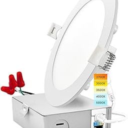 Luxrite 6" Ultra Slim LED Recessed Light with J-Box, 12W, Selectable Color Temperature 2700K | 3000K | 3500K | 4000K | 5000K, Dimmable Wafer Light, 1000 Lumens, Energy Star, IC Rated-image-4