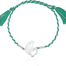 92.5 Sterling Silver Peacock Grace Thread Bhai Bhabhi Rakhi For Rakshabandhan | Rakhi With Fragrance Greeting Card & Roli Chawal and Silver Certificate of Authenticity-image-97