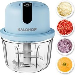 Halohop 350ML Electric Vegetable Chopper for Kitchen | Rechargeable Stainless Steel Blades Cutter | One-Touch Operation for Mincing Vegetable, Garlic, Ginger, Onion, Nut | 1 Year Warranty (Blue)-image-76
