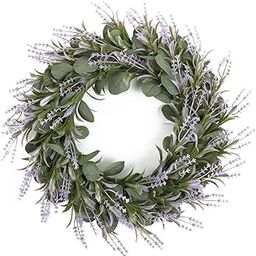 MERISHOPP 22 Inch Lavender Wreath Greenery Leaves Garland Fake Plant Door Purple|Home & Garden|Home D?©cor|Floral D?©cor-image-47
