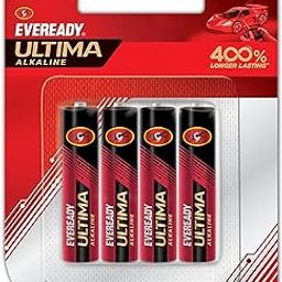 Eveready Ultima Alkaline AAA Battery, 400% Longer Lasting, Anti-Leak Turbolock Technology, Eco-Friendly Batteries for High-Drain Devices Household Devices & Toys, Pack of 4-15