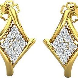 18KT Yellow Gold and Diamond Stud Earring for Women-image-65