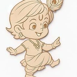 American Elm Baby Krishna MDF Cutout Pre Marked Wooden Craft for Janmashtami Decor, DIY Painting & Spiritual Wall Art.-image-15