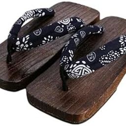 3xJapanese Clogs Slippers Geta Sandals Flip Flops for Men Women Blue Square 45-image-23