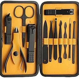 Essentials Manicure Set Nail Clippers, Stainless Steel Nail Scissors Grooming Kit, Acne needle, Blackhead Tool Leather Travel Case-image-25