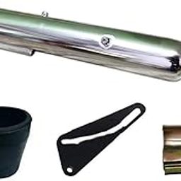 Ozango Bike Bullet Silencer Exhaust Customized Long Bottle Punjab Dholki Thin Pipe Chrome with Zed Clamp Bush Only BS6 Model for RE Standard Bullet 350 Twin Spark-1