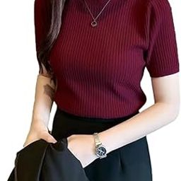 Slim Fit Plain Stretchable Round Neck Rib Knit Short Sleeve Regular Top for Women | Soft, Comfortable T-Shirt | Casual, Stylish Tee for Everyday Wear-image-18