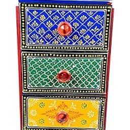 Apka Mart The Online Shop Wooden Corner Pillar| Classic Addition to The Living Space | 3 Drawer Corner Cabinets | 18 Inch (Multicolour) for Home & Gift-image-27