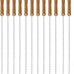 COFIEX Stainless Steel Barbecue Skewers Set – 16 Inch Tandoor Sticks with Wooden Handles | Reusable Metal BBQ Grill Tools for Kabab, Grilling, Outdoor Cooking – Pack of 12-image-88