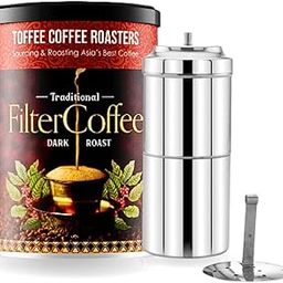 Toffee Coffee Roasters South Indian Filter Coffee (200 Gms) + Free Filter Coffee Maker (400Ml, 6-8 Cups) | As Seen On Shark Tank | Specialty Blend | Traditional Dark Roast Signature Filter Coffee, Can-image-46