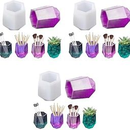 HASTHIP® Silicon Moulds for Resin Art DIY Cup Silicone Mold Cosmetics Brushes Pen Storage Plant Pot for Home Decor White Small Cup 3PCS-image-48