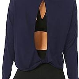 Long Sleeve Workout Shirts Yoga Tops Dance Clothes Long Sleeve Open Back Workout Tops for Women-image-65