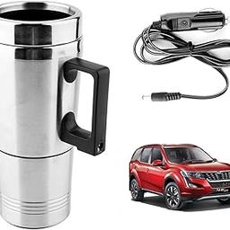 Oshotto 12V Electric Car Kettle Stainless Steel For Hot Water Tea Coffee Milk Heating Cup/Mug for Travelling Trip Mahindra XUV 500 (300ml) - Silver-image-87