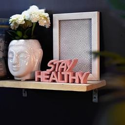 NUKKAD TALES Stay Healthy Pink Showpiece Motivational Quote Showpiece Office Décoration Items for Office Table Birthday Gift Items Gifts for Doctors (9 x 3.60 inch) Engineered Wood, Space-image-9