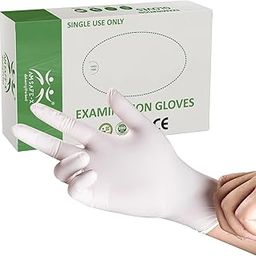 AM Safe x Latex Gloves | White | Food handling | CE Approved | Non Sterile | Examination | All-Purpose | Powdered | Cleaning |Examination Gloves |40 pcs|Medium-2