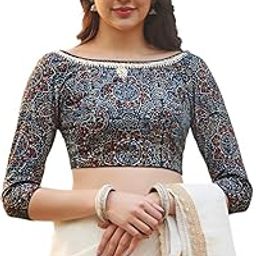 Blue Ajrakh Pure Pure Cotton Readymade Blouse-image-2