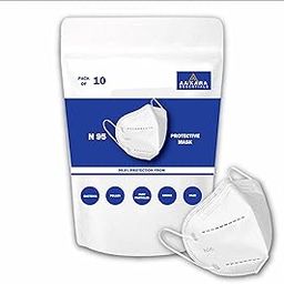 AAKARA ESSENTIALS - N 95 Cotton Mask | Pack Of 10 (White) | For Adults | Men and Women With Adjustable Nose Clip | Pollution & Dust Protection | Washable & Reusable Mask-0