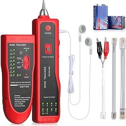 XIKKART Lan Tester | Ethernet Wire Tracker | Network Cable Tester | RJ11 RJ45 CAT5/5e CAT6 LAN Wire Portable Line Finder for Miss Wiring Disorder Cable Open and Short Circuit Testing (Red)-1