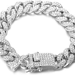 ● Bling ● Men's 18k Real Gold/Platinum/Gun Black Plated Dense Diamond Set Big Miami Cuban Chain Necklace Bracelet with Free Giftbox-44