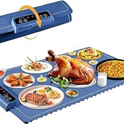 Meneflix Extra-Large Electric Warming Tray - 3 Temp Levels Food Warmer, Foldable Silicone Heating Tray with Child Safety Lock, Auto-Shutoff, Full Surface Heating Food Warming Mat for Gatherings-image-46