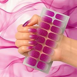 Sparlune Glitter Gradient Nail Stickers Wraps Set for Women & Girls with Portable Mini UV LED Nail Lamp with C-Type Port, Mini Nail File – DIY Gel Nail Art Kit for Home or Travel-picture-3