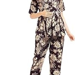 Women Rayon Printed Maternity Top & Pyjama Set -4050-image-21
