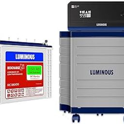 Luminous Inverter & Battery Combo for Home,Office & Shops|Zelio+1100 Pure Sine Wave 900VA/12V Inverter with Red Charge RC 18000TT 150Ah Battery & Trolley Warranty:24 months(Inverter)36 months(Battery)-21