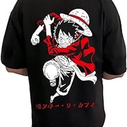 Scott FINCHER Mens Black Cotton Graphic Printed Oversized t Shirt | Monkey d Luffy t Shirt-image-7