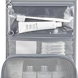 Toiletry Bag for Travel Toiletry Kit Cosmetic Makeup Pouch Organizer Fold-able Travel Pouch Multi-Function Portable Brush, Shaving Kit, Medicine Holder Bag for Men's & Women's Waterproof (Grey)-image-2