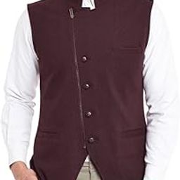 Burgundy Color Side Zipper and Button Cotton Waistcoat for Men-picture-16