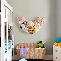Macrame Kn0ts Toy Hammock for Stuffed Animals – Handmade Cotton Wall Corner Organizer Net for Nursery, Playroom & Kids Bedroom – Boho Style Hanging Storage – Holds 15-20 Plush Toys (Off-White)-image-10