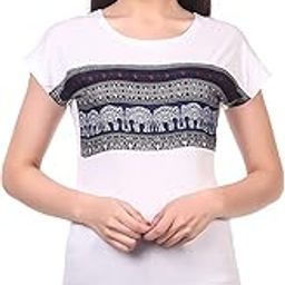 Women's Casual Rajsathani Print Tops White, M (Polo_Wish_Mehendi_M)-image-66