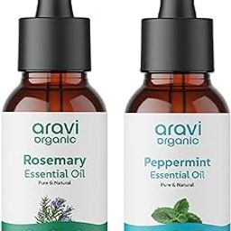 Aravi Organic 100% Pure Rosemary And Peppermint Essential Oil For Hair Growth - Skin Care - For Women and Men - 15 ml Each-image-65