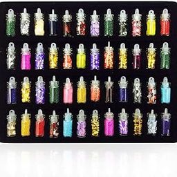 URBANMAC 48 in 1 Set of 3D Nail Art Glitter Bottle, Sequins, Rhinestones, Beads (Multicolor)...-12