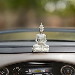 Yaa Catchy Handicraft Elegant White Buddha Idol for Car Dashboard & Home & Office Decor It's Make You Positive Every Day (White)-image-12