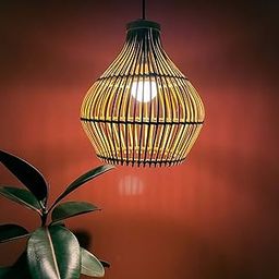 Craftscape Bamboo Hanging Pendant Lamp | Boho Cane Lampshade | Bamboo Lights | Collection (SolaMic)-23