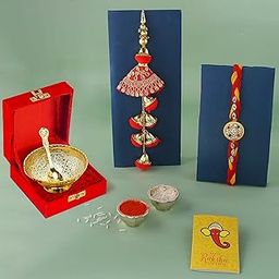 Rakhi Gift Combo For Brother and Bhabhi,Premium Silver Plated Bowl Rakhi Gift Set, Rakhi Gift Set Lumba Rakhi for Brother Gift Combo For Bro/Brother/Bhaiya/Bhai-27